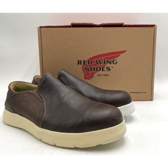 Red Wing Shoes Style 6721 Men's NWD Aluminum Toe Slip-On Shoe Brown US Size 8 W - Picture 1 of 11
